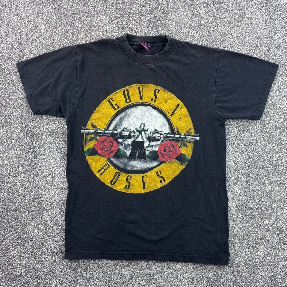 Vintage Y2K Guns N Roses Shirt Mens Medium Black Cotton Band Tee Rock Music